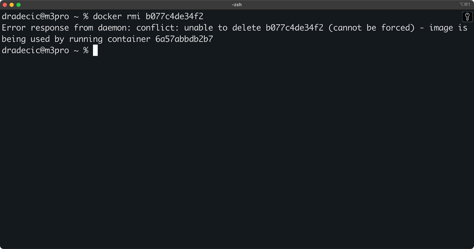Image 4 - Attempting to remove Docker images that are in use