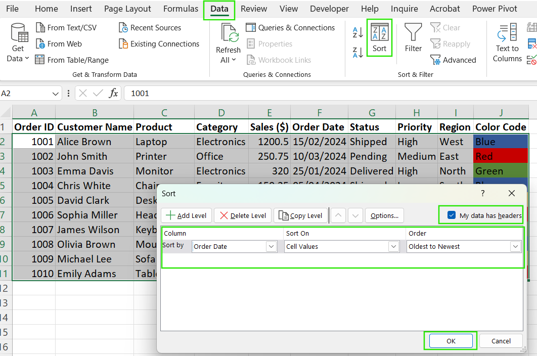 Comment trier par date dans Excel.