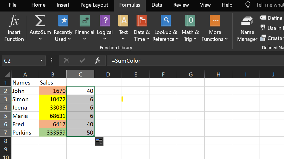 Using a Name Manager in Excel