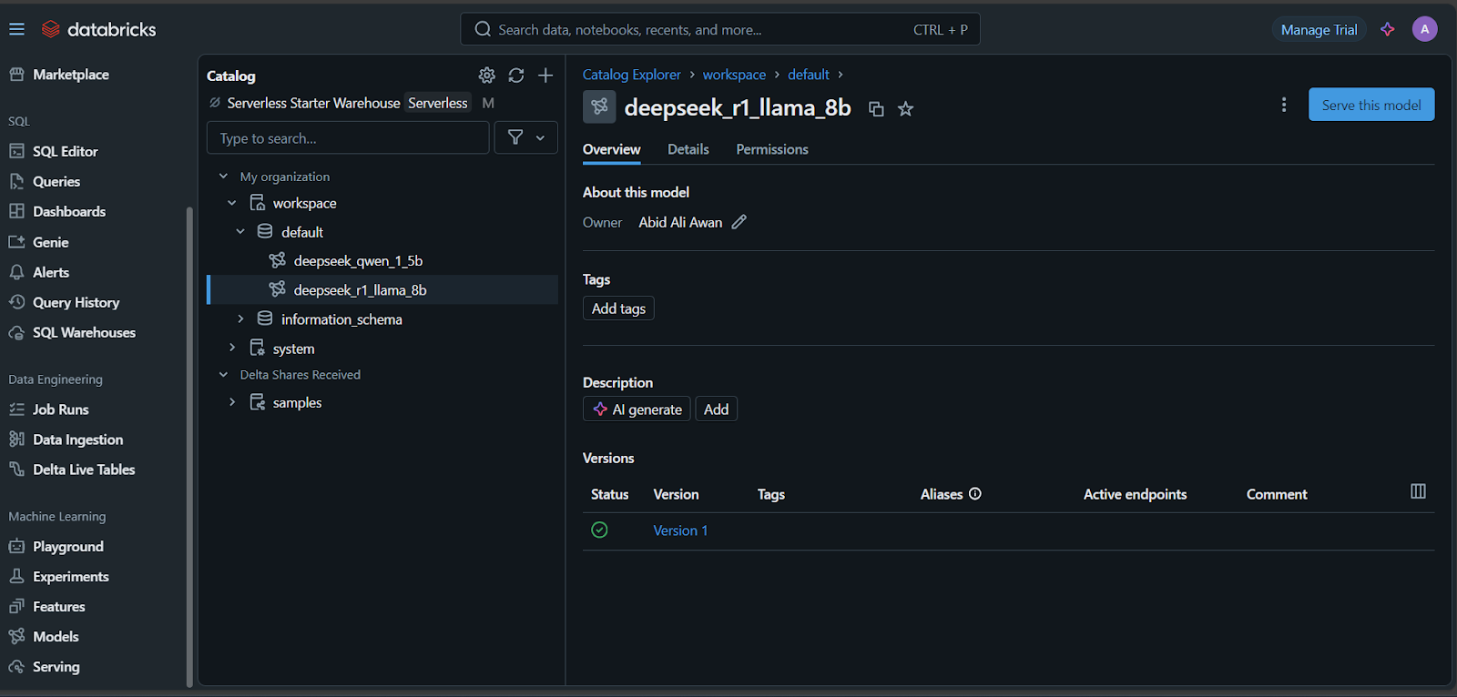 Servindo o modelo DeepSeek R1.