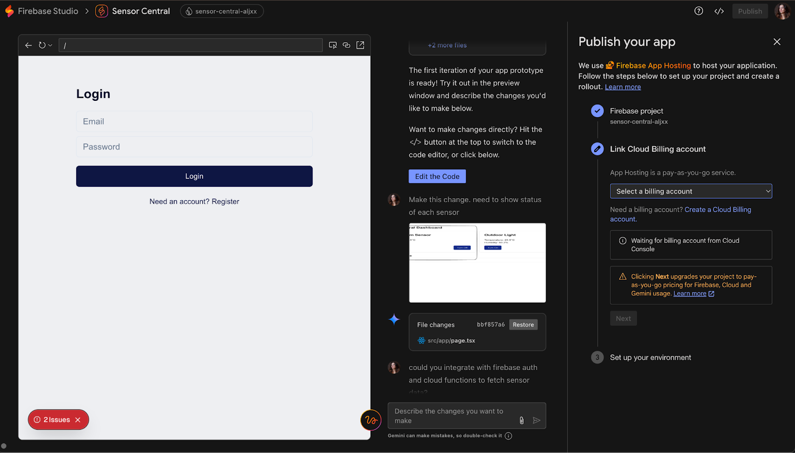 Publishing App in firebase studio