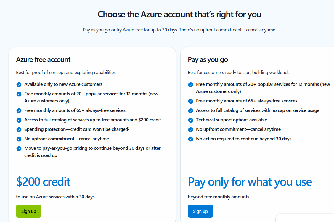 Choisissez un compte Azure