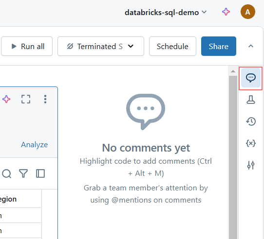 Comentários no Databricks Notebook.
