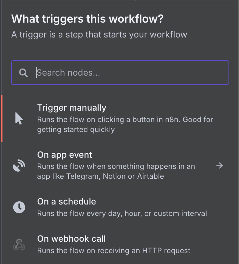 Trigger nodes in n8n