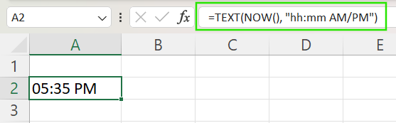 Función TEXT de Excel con la función NOW