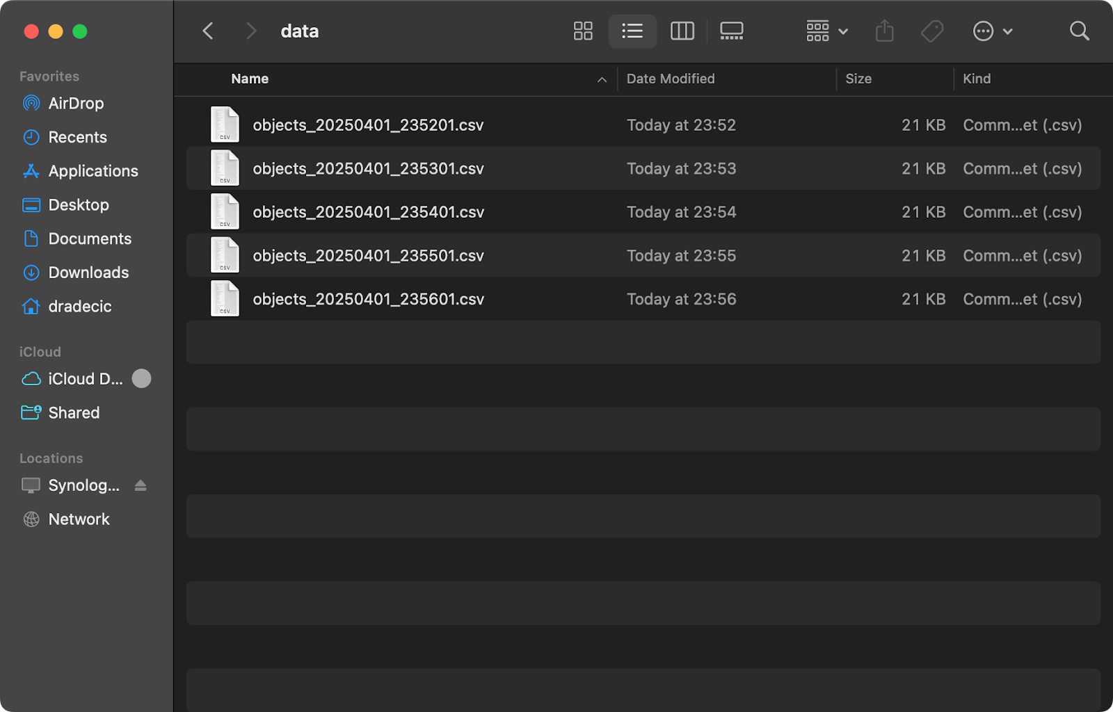 Image 3 - Saved CSV files