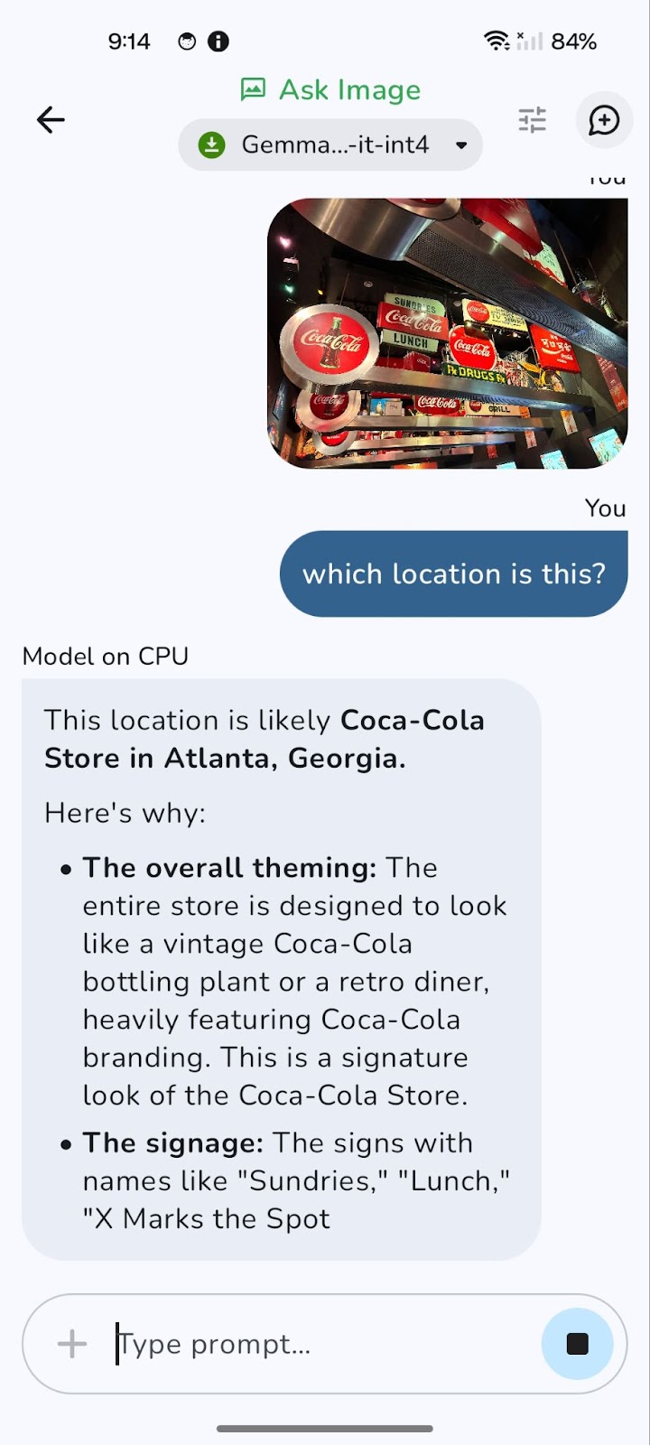 Solicite uma demonstração de imagem da CPU com gemma 3n