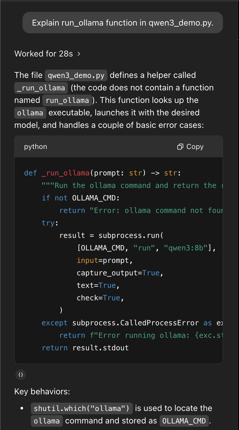 Explicar uma função na base de código usando o Codex da OpenAI