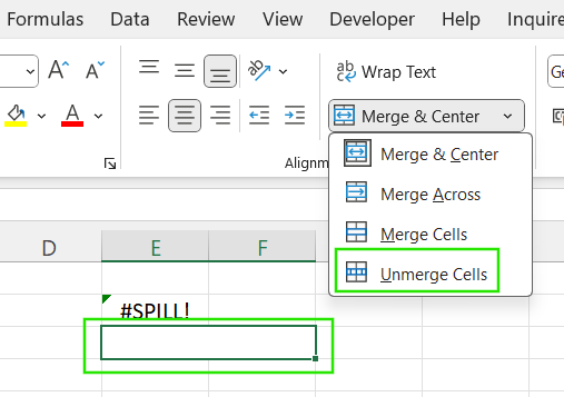 Clear spill range in Excel