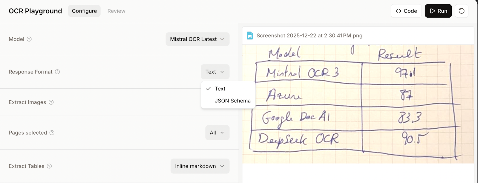 Selecting a JSON schema.