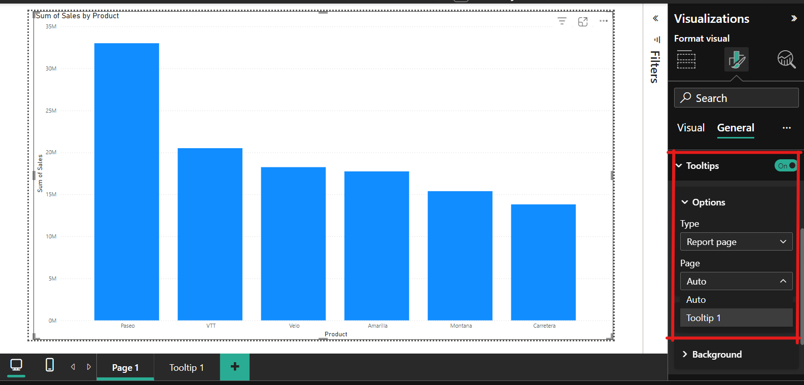 Image montrant comment configurer manuellement une info-bulle sur un visuel