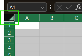 Destaque a planilha inteira no Excel.