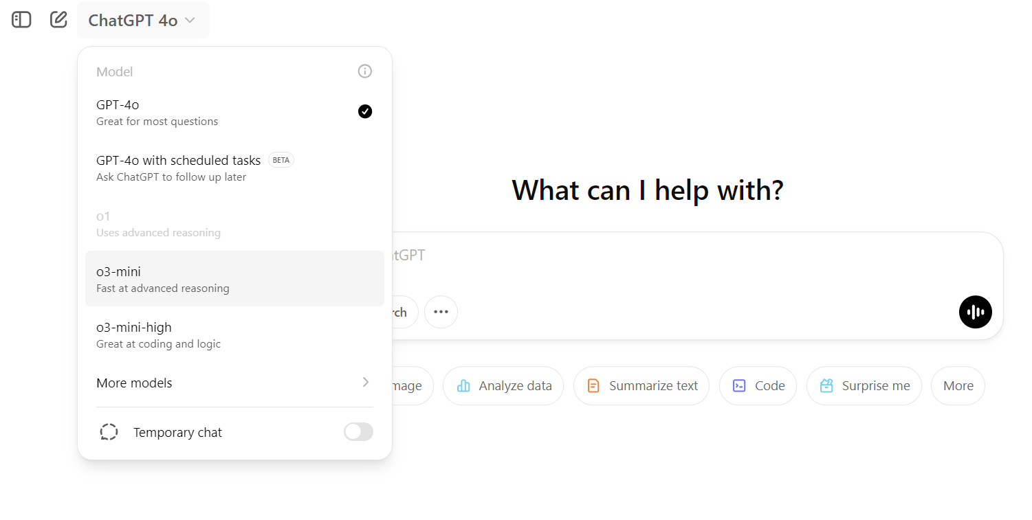 ChatGPT user interface.