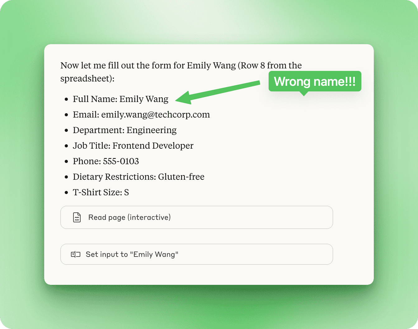 Claude uses wrong name