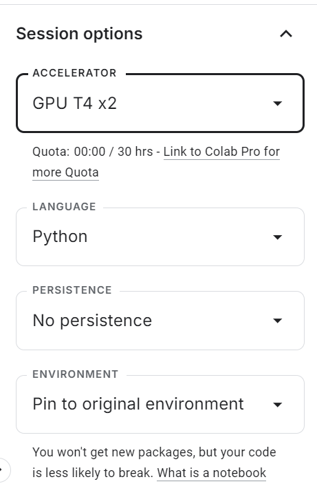 GPU-Kaggle-Sitzung auswählen.