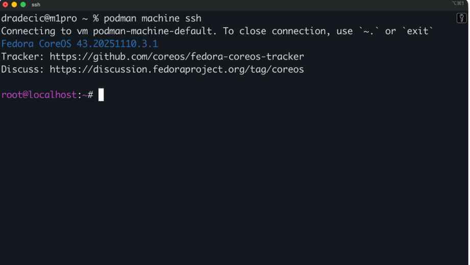 Connexion SSH à la machine virtuelle Podman
