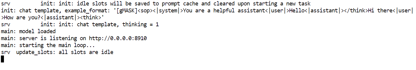 GLM 5.1 model serving locally.