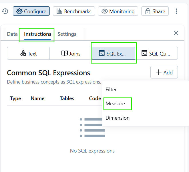How to add SQL Expressions in Genie Space.