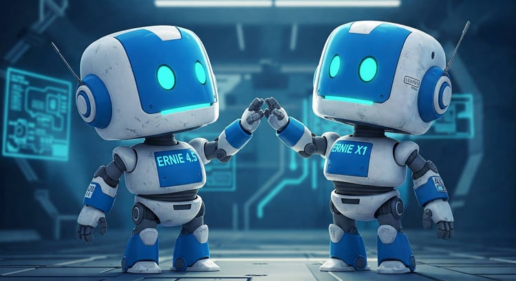 Two robot friends, Ernie 4.5 and Ernie X1