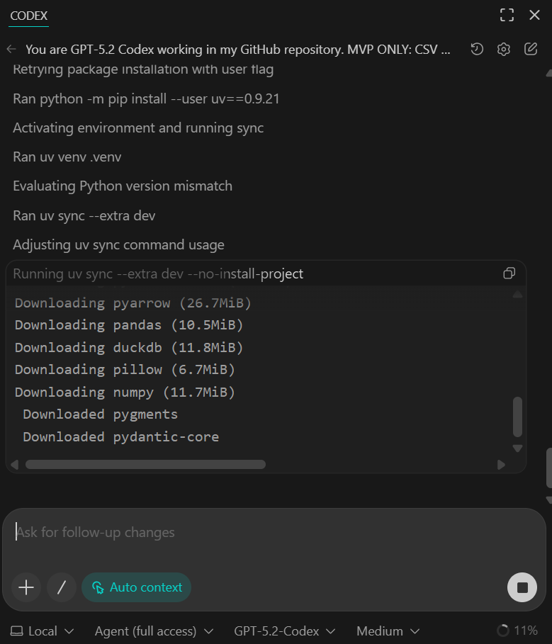Installing Python packages, and testing the script.
