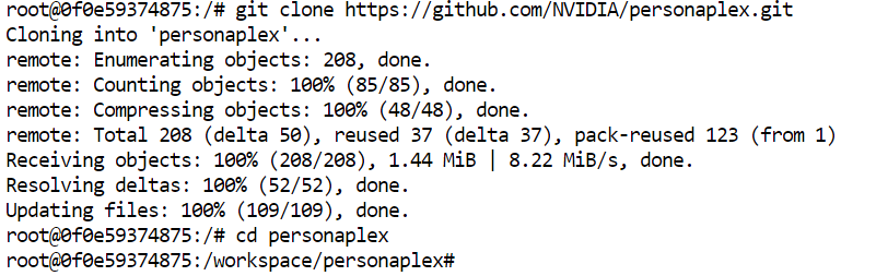 Git Cloning PersonaPlex repo