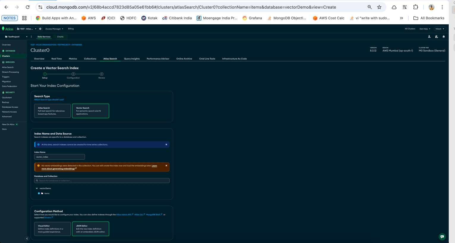 MongoDB: Create Vector Search Index