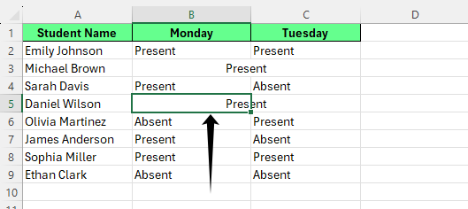 Verify the Center Across Selection in Excel.