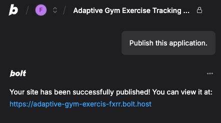 Result of publishing the application with Bolt.new
