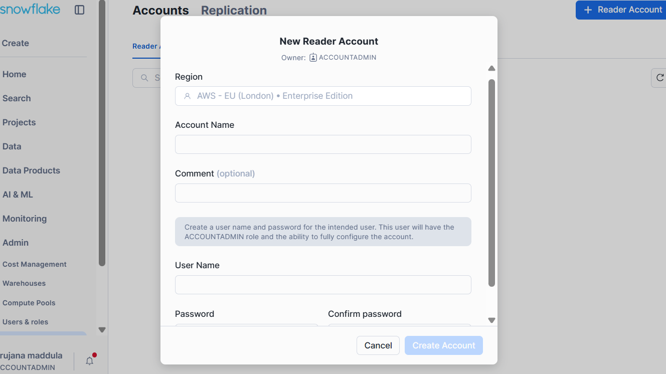 Adding credentials to the reader account