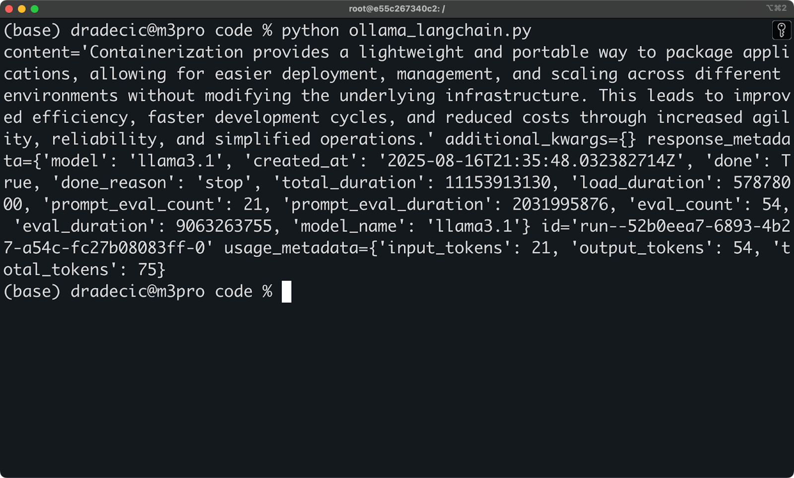 Image 8 - Accessing ollama with LangChain