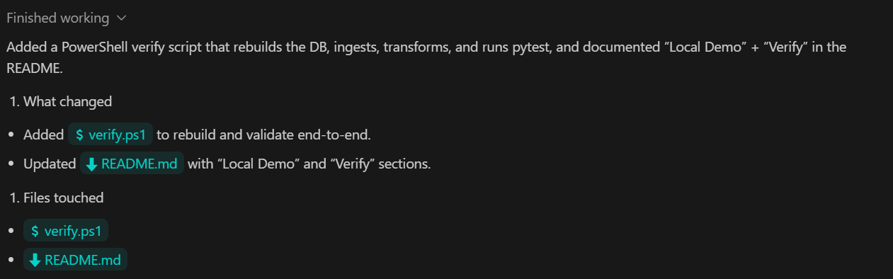 final verification and testing script is ready.