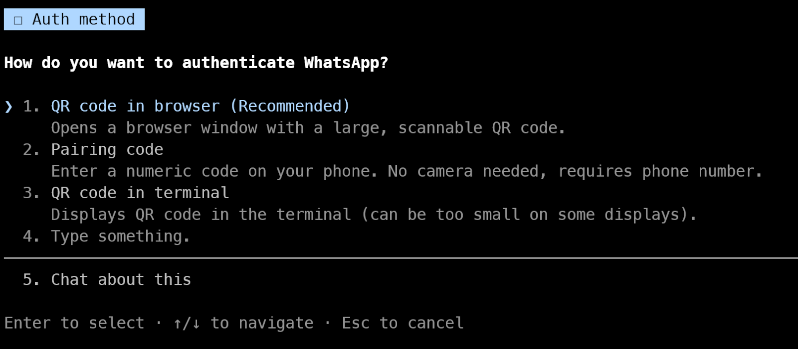 Authenticating the Whatsapp for Nanoclaw channels