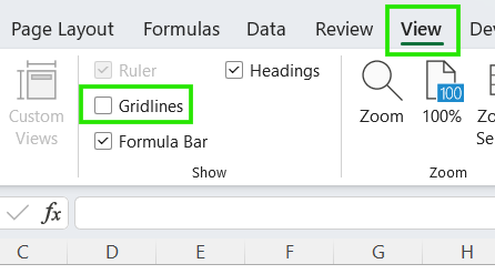 How to remove gridlines in Excel