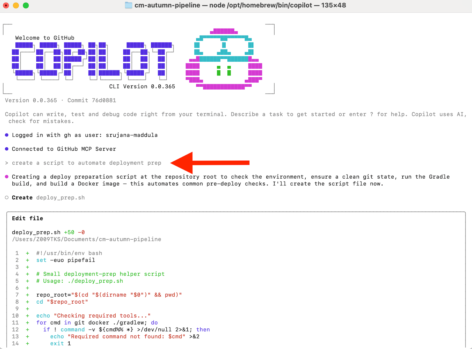 Using GitHub Copilot CLI to automate pre-deployment checks