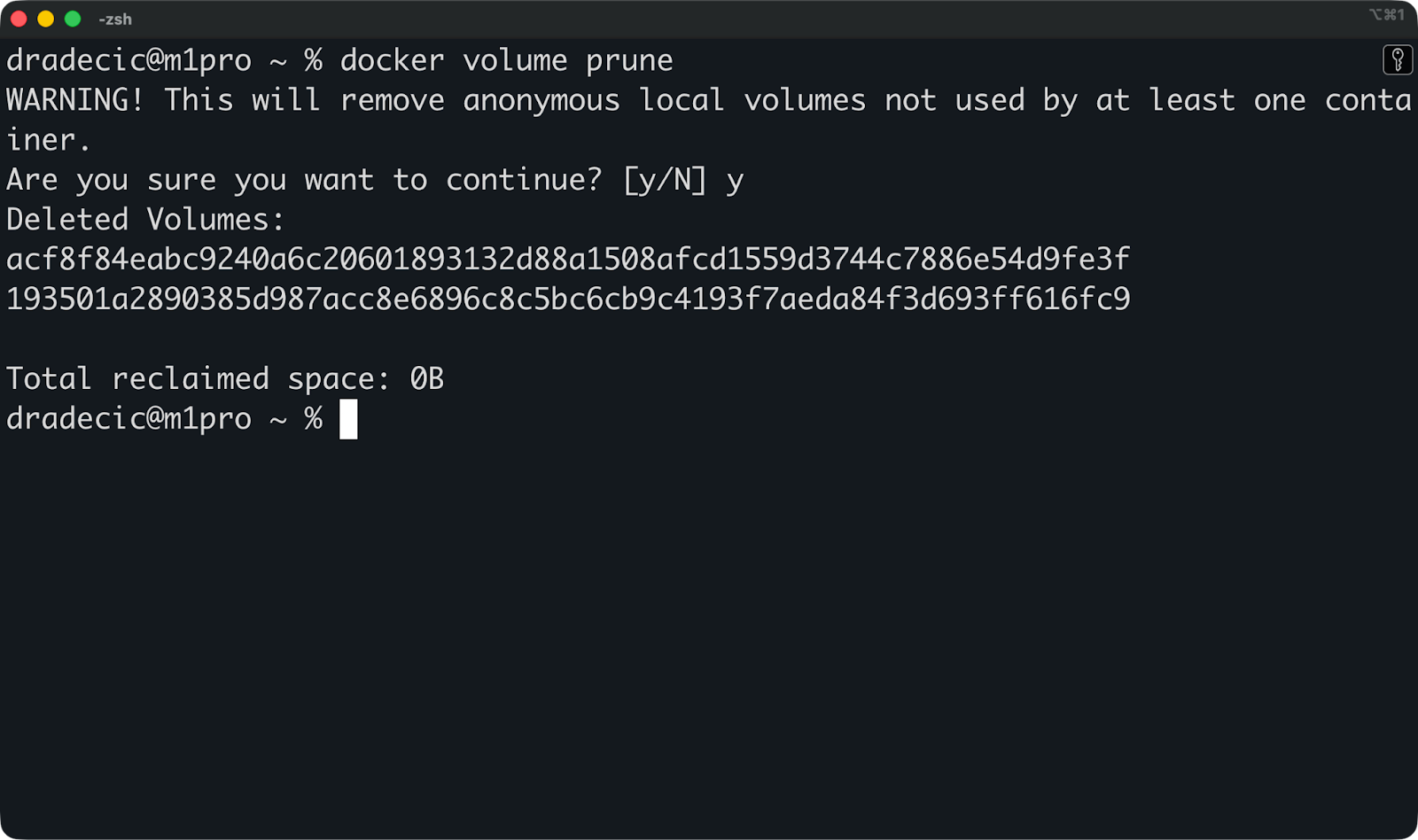 Image 6 - Deleting all unused volumes