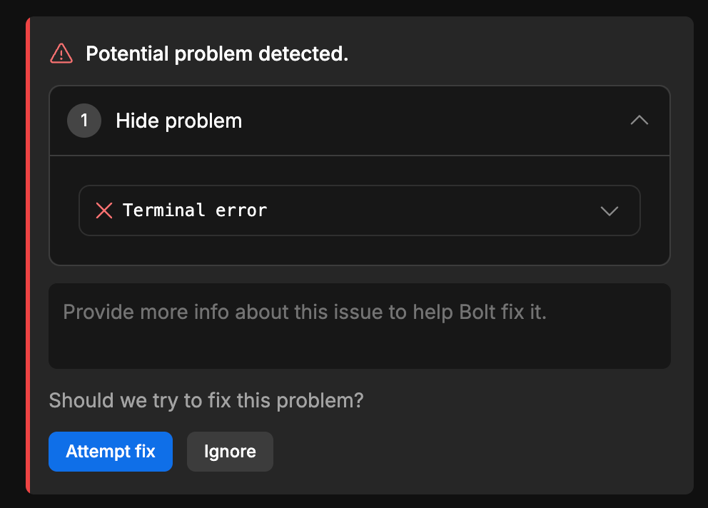 Error fixing with Bolt.new