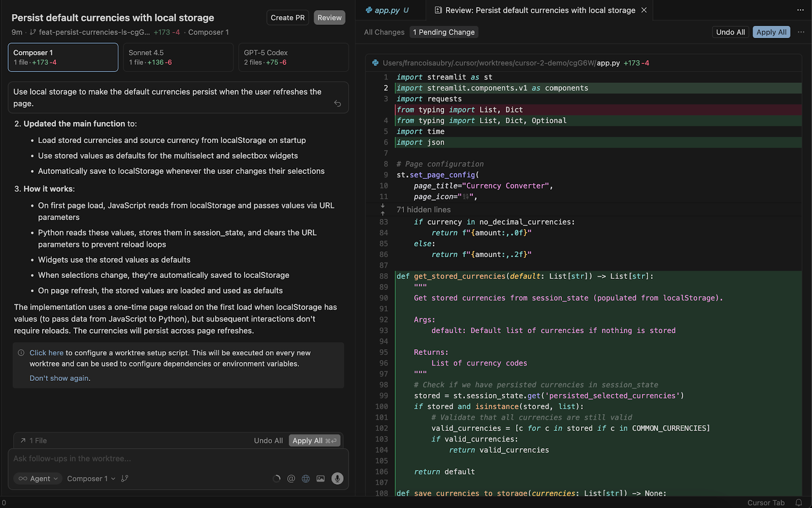 Comparing agent outputs.