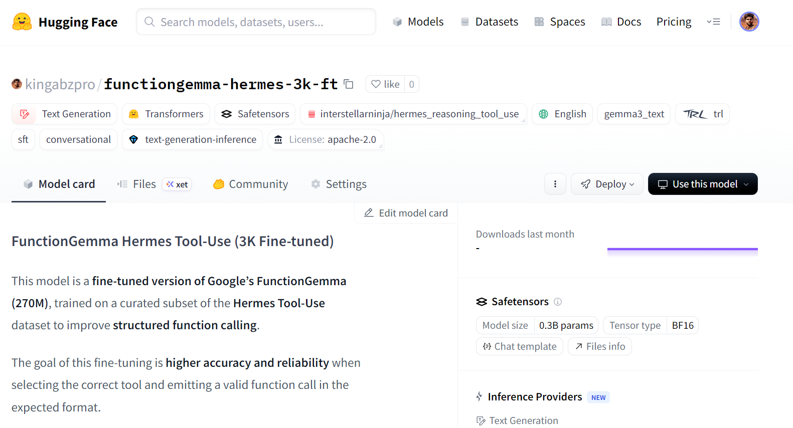 Das optimierte Modell ist auf dem Hugging Face Hub veröffentlicht.