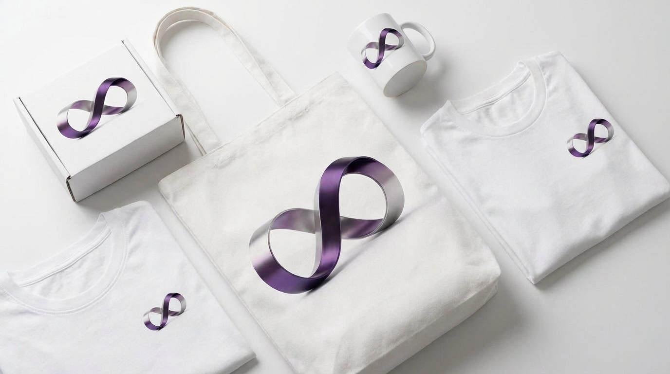 Lo stesso logo a nastro su tote bag, mug, t-shirt e packaging che dimostra la coerenza del brand di Nano Banana Pro sul merchandising