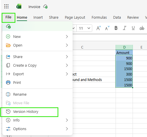 Version History in Excel for Web