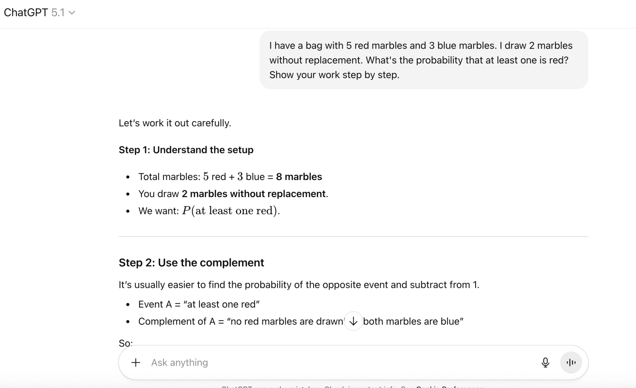 GPT 5.1 Multi-Step Probability