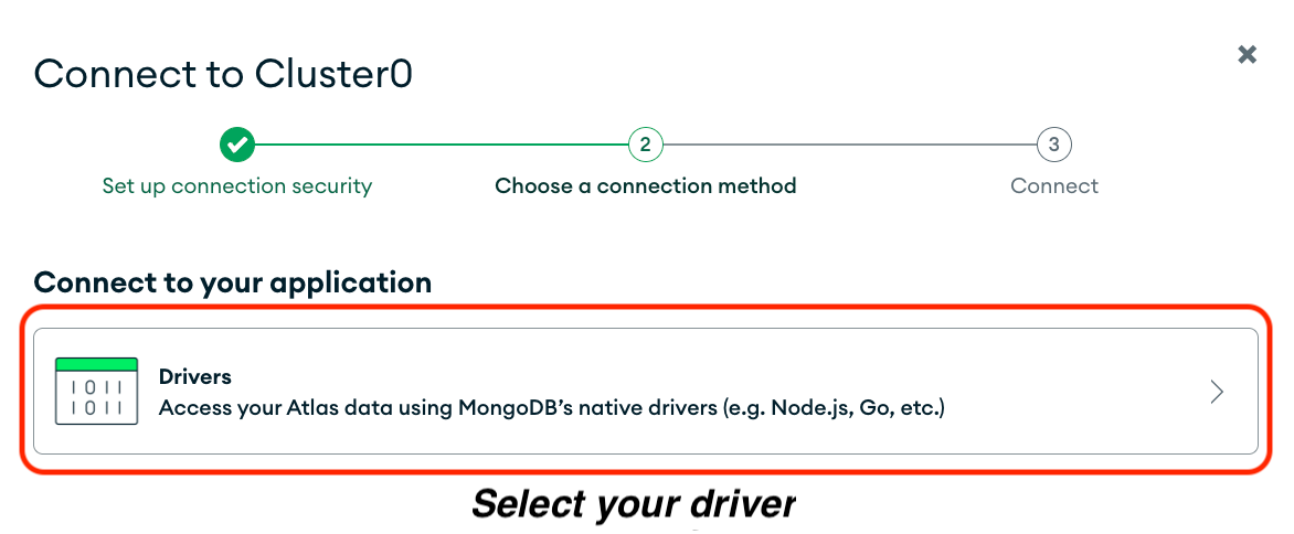 Image highlighting the option for Drivers