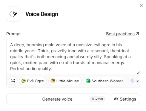 Voice Design prompt