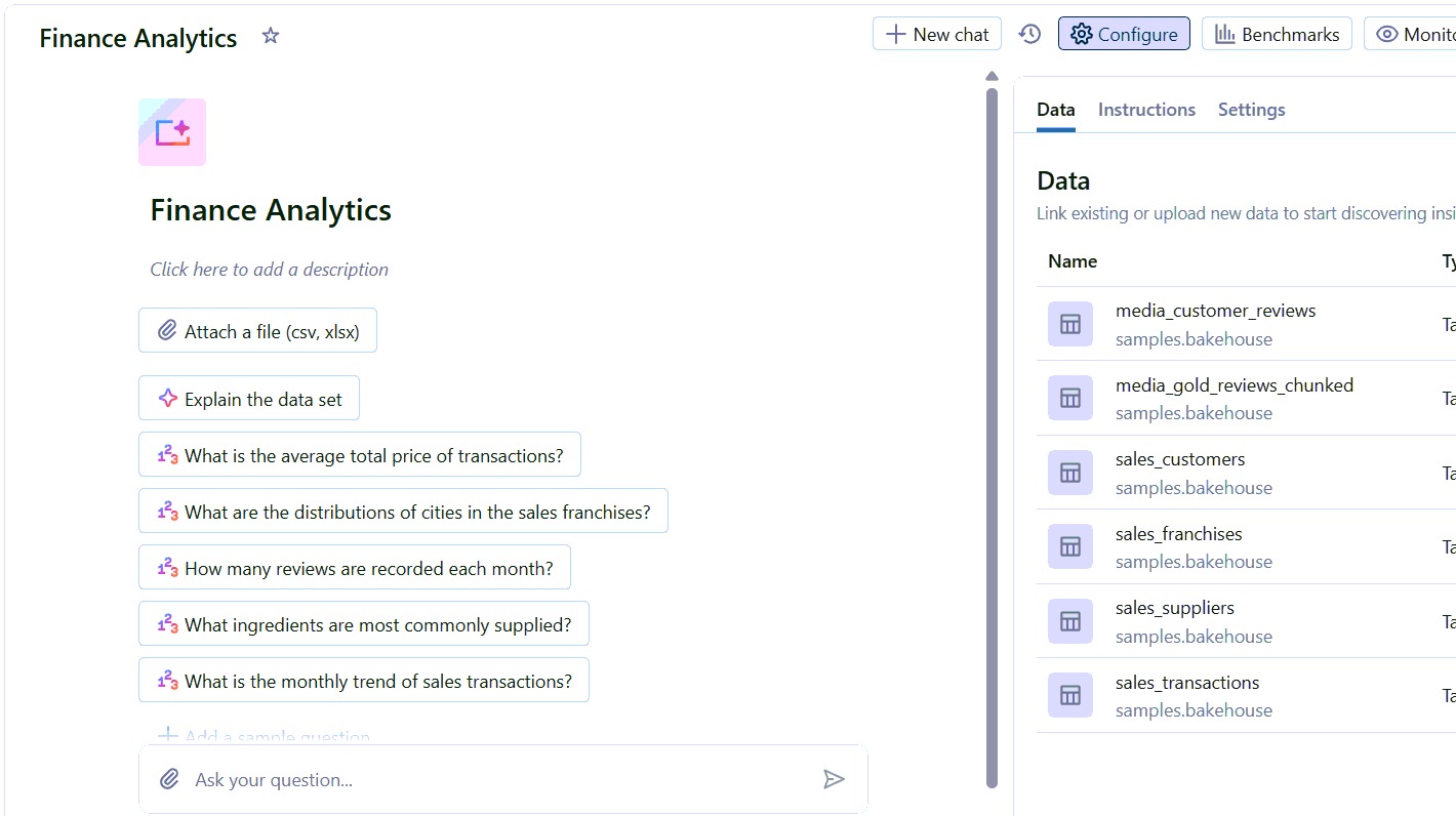 Benchmarking and feedback in Genie Space.