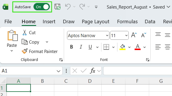 AutoSave option in Excel