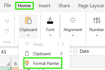 Format Painter in Excel for Web