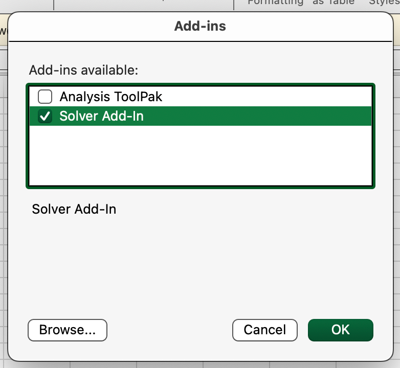 Install Excel Solver on Mac