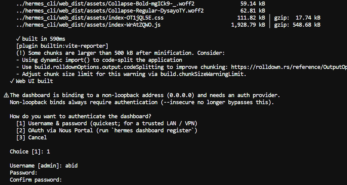 setting up the Hermes WebUI