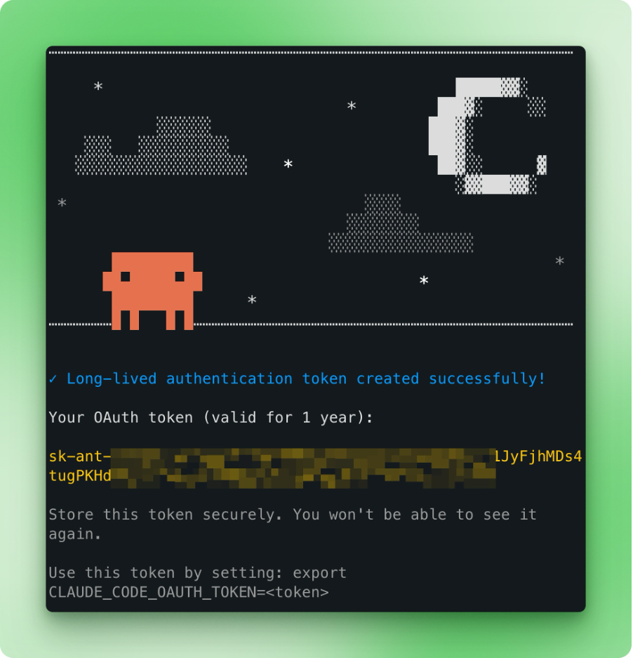 Title: Claude Code CLI generating a setup-token valid for one year - Description: Claude Code CLI generating a setup-token valid for one year