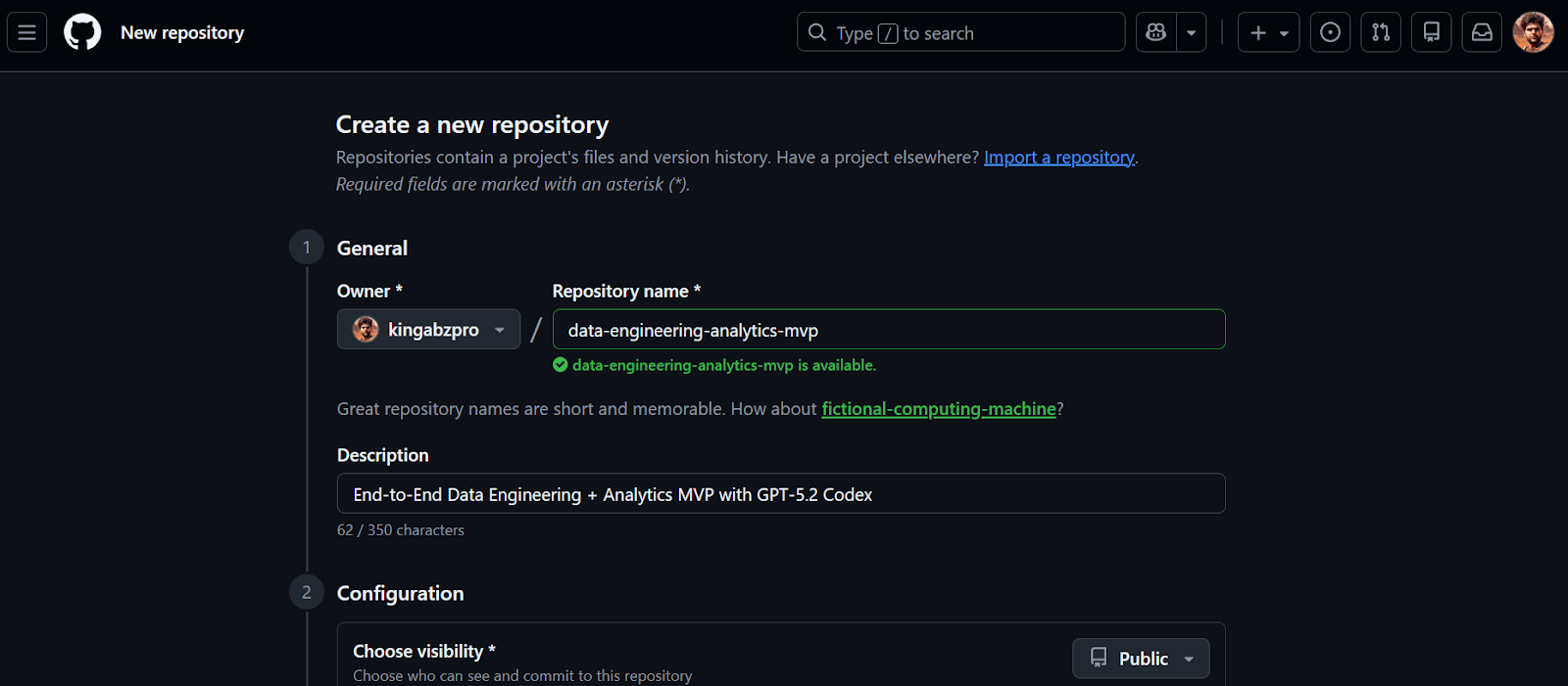 Creating the new GitHub Repository